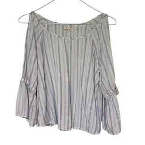 Hollister Womens Cropped Flowy Preppy Top Size S Bell Sleeves Striped Boho